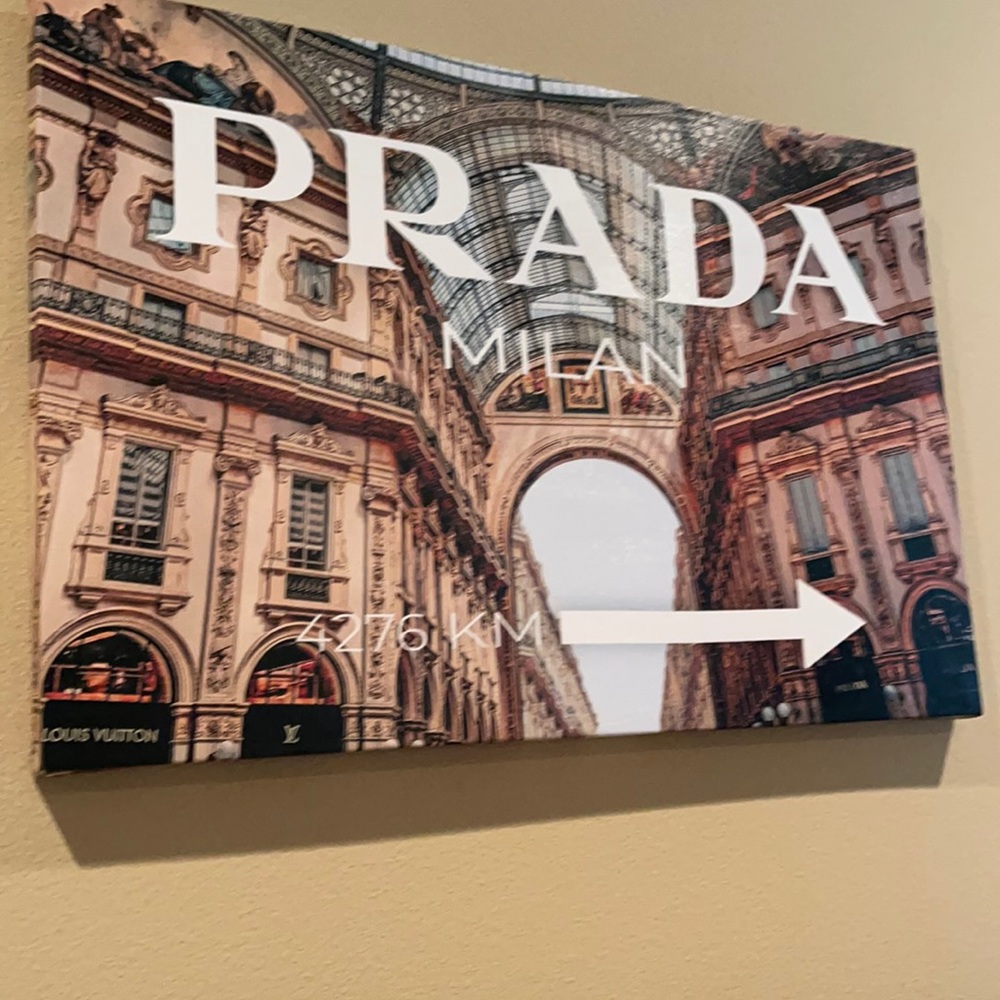 PRADA MILAN CAVAS WALL ART, NEW HUNG WALL